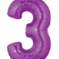 Number 3 40" Purple Foil Number Balloons