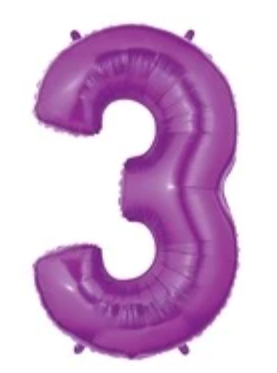 Number 3 40" Purple Foil Number Balloons