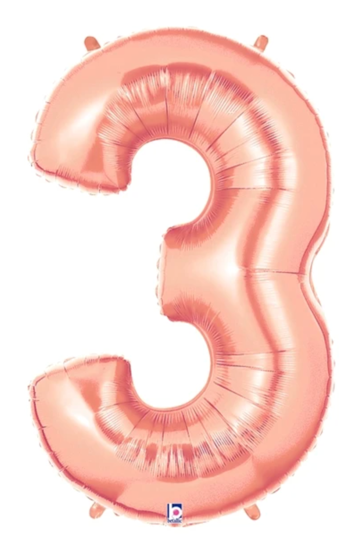 Number 3 40" Rose Gold Foil Number Balloons