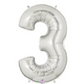 Number 3 40" Silver Foil Number Balloons