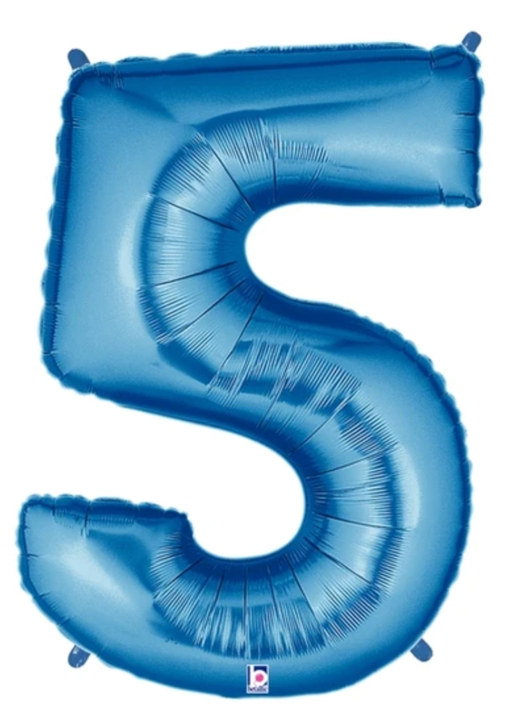 Number 5 40" Blue Foil Number Balloons