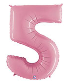Number 5 40" Pastel Pink Foil Number Balloons