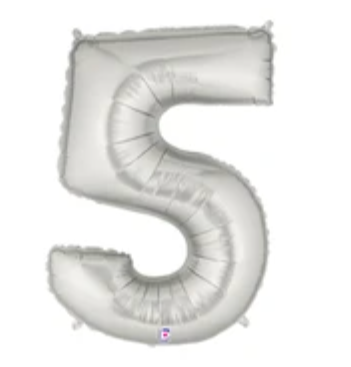 Number 5 40" Silver Foil Number Balloons