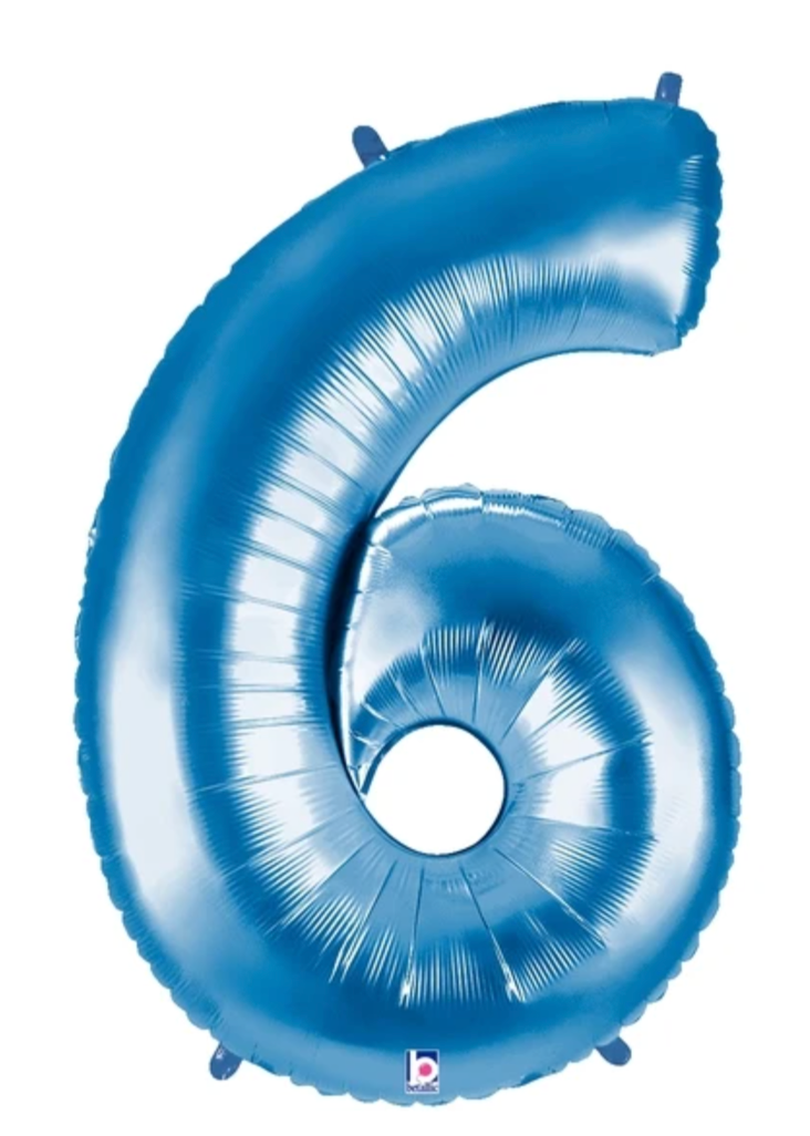 Number 6 40" Blue Foil Number Balloons