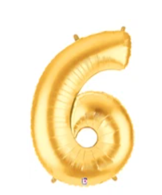 Number 6 40" Gold Foil Number Balloons