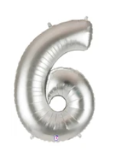 Number 6 40" Silver Foil Number Balloons