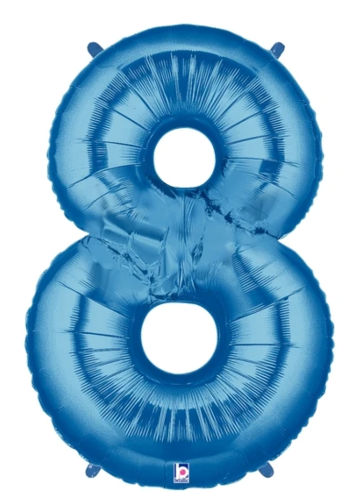 Number 8 40" Blue Foil Number Balloons