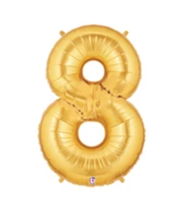 Number 8 40" Gold Foil Number Balloons