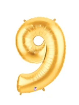 Number 9 40" Gold Foil Number Balloons
