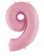 Number 9 40" Pastel Pink Foil Number Balloons
