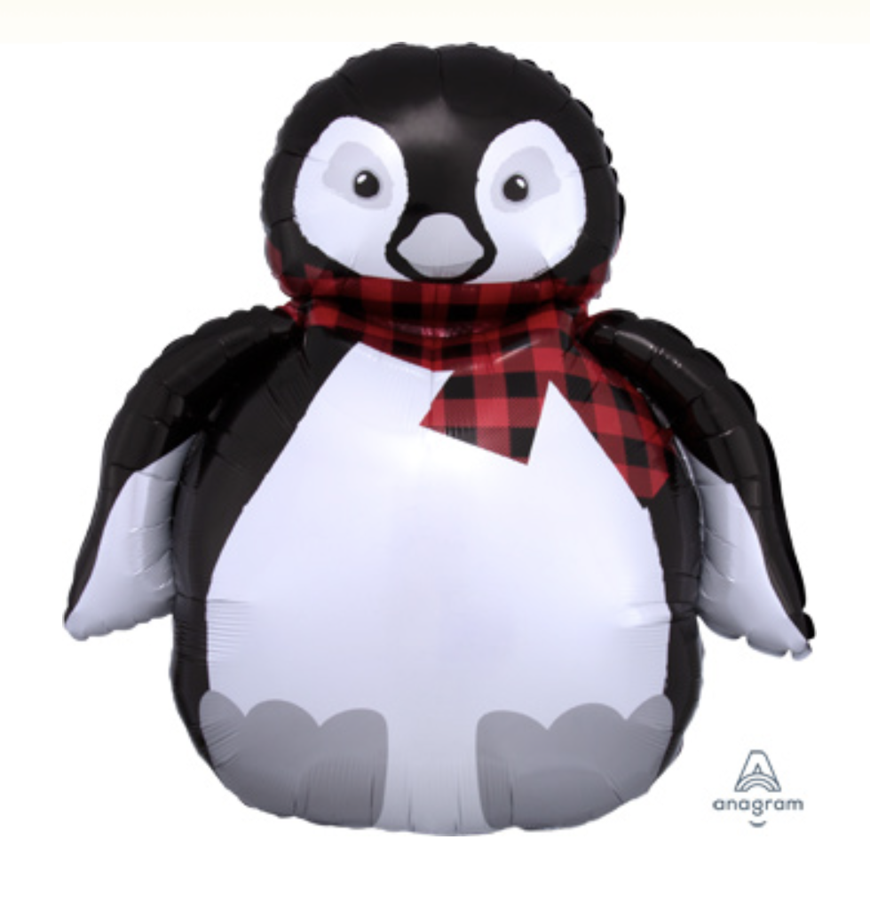 28" Penguin with Red Scarf Foil Balloon